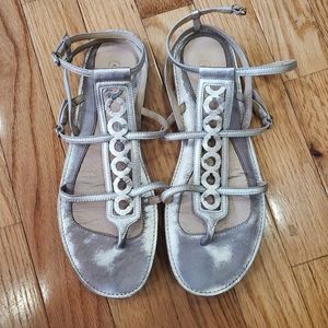 Silver Coach Flat Sandals 8M